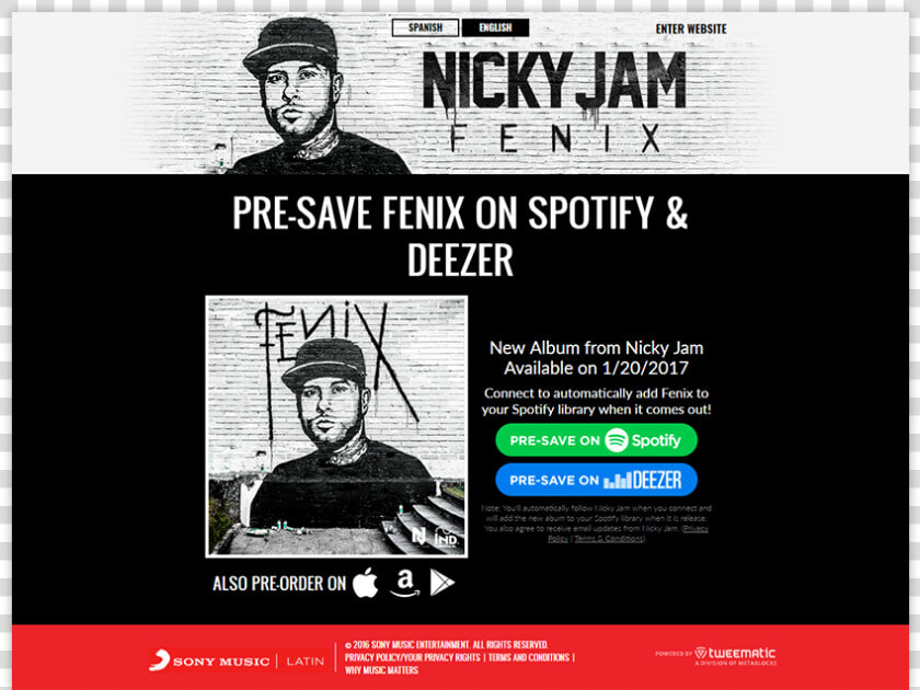 Nicky Jam Presave For Spotify   Pre Save Spotify  HD Png DownloadTransparent PNG