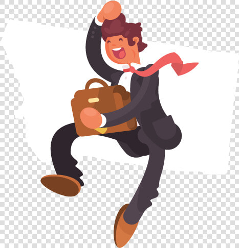 A Jumping Businessman In Front Of An Outline Of Montana   Business  HD Png DownloadTransparent PNG