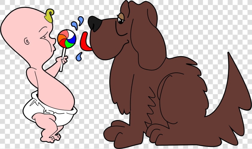 Dog Licking Babys Lollipop Clip Arts   Dog And Baby Cartoon  HD Png DownloadTransparent PNG