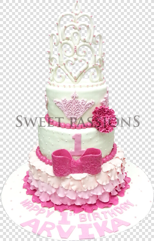 3 Tier Frills  amp  Filigree Crown Cake  HD Png DownloadTransparent PNG