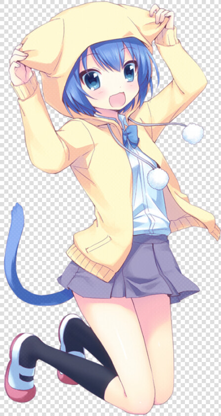 Neko Girl   Neko Anime Girl Blue Hair  HD Png DownloadTransparent PNG