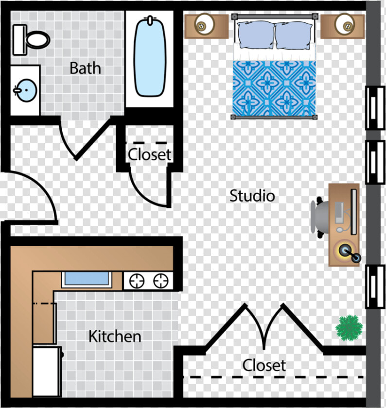 Studio 1 Bathroom Apartment For Rent At The Archer   Floor Plan  HD Png DownloadTransparent PNG