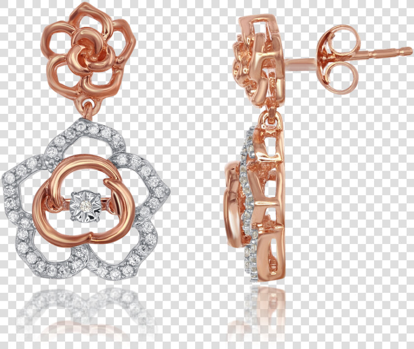 Enchanted Disney S Belle 14kt Rose Gold Diamond Rose   Earrings  HD Png DownloadTransparent PNG