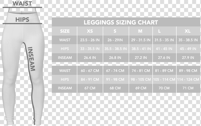 Size Chart Legging Cm  HD Png DownloadTransparent PNG