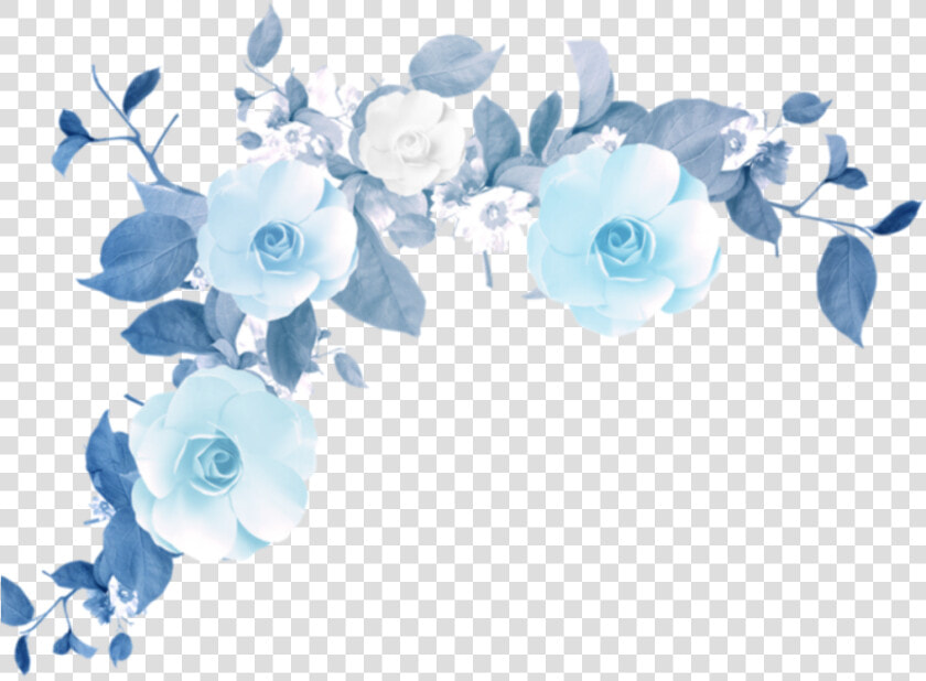  ftestickers  watercolor  flowers  border  corner  blue   Transparent Background Blue Watercolor Flowers  HD Png DownloadTransparent PNG