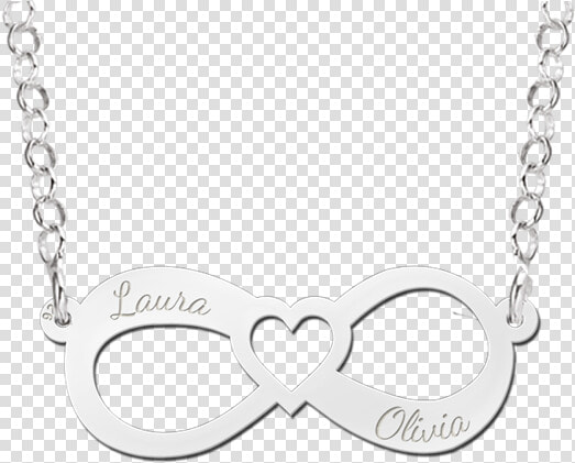 Silver Infinity Necklace With Two Names   Naamketting  HD Png DownloadTransparent PNG