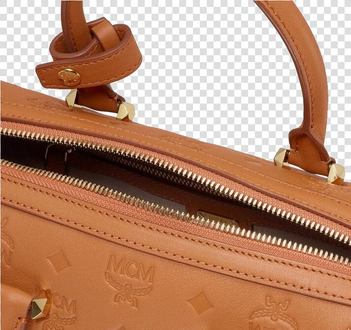 Mcm Essential Boston Bag In Monogram Leather Cognat   Hobo Bag  HD Png DownloadTransparent PNG