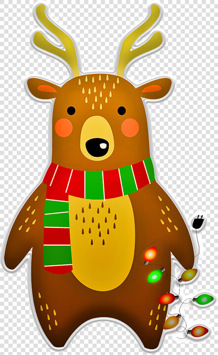 Christmas Bear  Deer  Lights  Christmas  Holiday   Cartoon  HD Png DownloadTransparent PNG