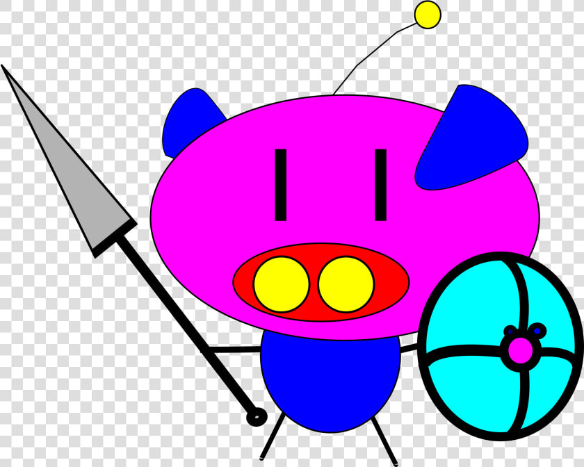 Pig Pig With Spear And Shield Clip Arts  HD Png DownloadTransparent PNG