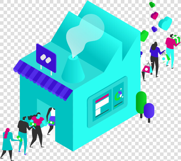 Illustration Of People Walking Into Shop And Leaving   Graphic Design  HD Png DownloadTransparent PNG