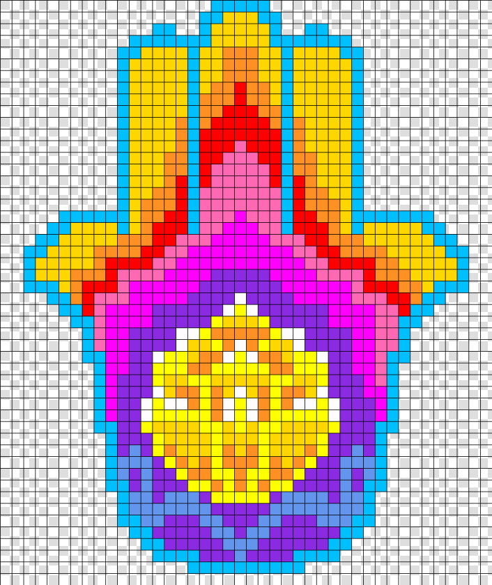 Hamsa Perler Bead Pattern   Bead Sprite   Punto De Cruz Mano De Fatima  HD Png DownloadTransparent PNG