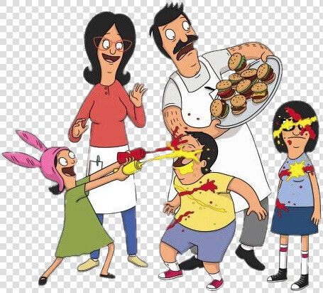 Bobs Burgers Ketchup And Mustard Fight   Bobs Burgers Family Portrait  HD Png DownloadTransparent PNG