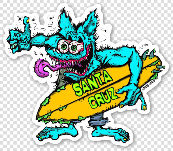 Santa Cruz Crazed Wolf Surfer Sticker   Santa Cruz Graphics  HD Png DownloadTransparent PNG