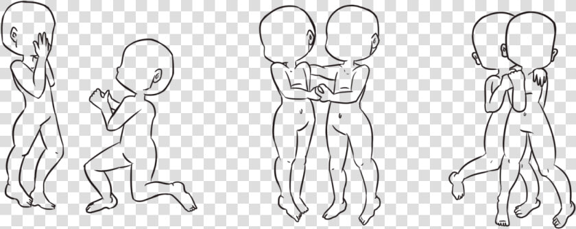 Anime Couple Valentines Day Lineart   Chibi Body Couple Base  HD Png DownloadTransparent PNG