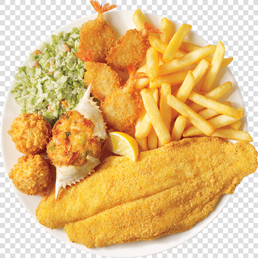 Fried Fish And Shrimp With Fries  HD Png DownloadTransparent PNG