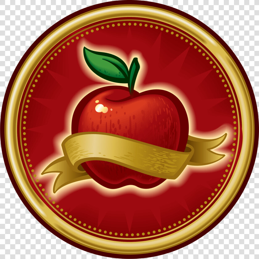 Red Apple Wrapped With A Golden Ribbon On A Red Circle   Apple Icon  HD Png DownloadTransparent PNG