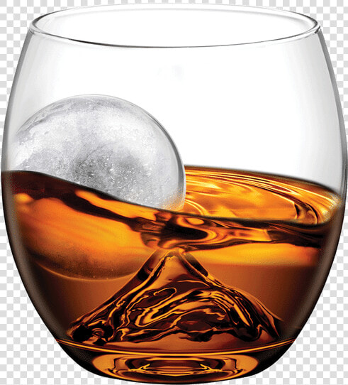 On The Rocks Glass  amp  Ice Ball   Glass With Liquid And Ice  HD Png DownloadTransparent PNG