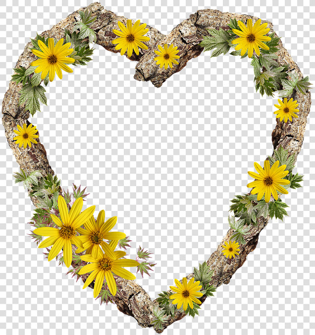 Frame  Border  Rustic  Heart  Daisy  Flower   Yellow Frame Png Heart  Transparent PngTransparent PNG