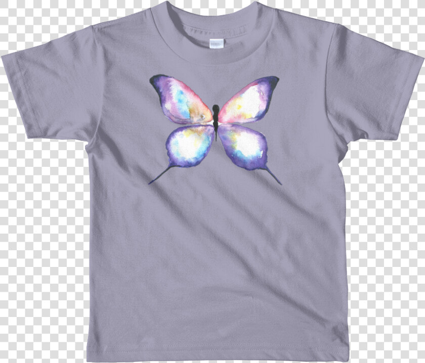 Lilac Watercolor Butterfly Short Sleeve Kids T Shirt   Kids T Shirt Design  HD Png DownloadTransparent PNG