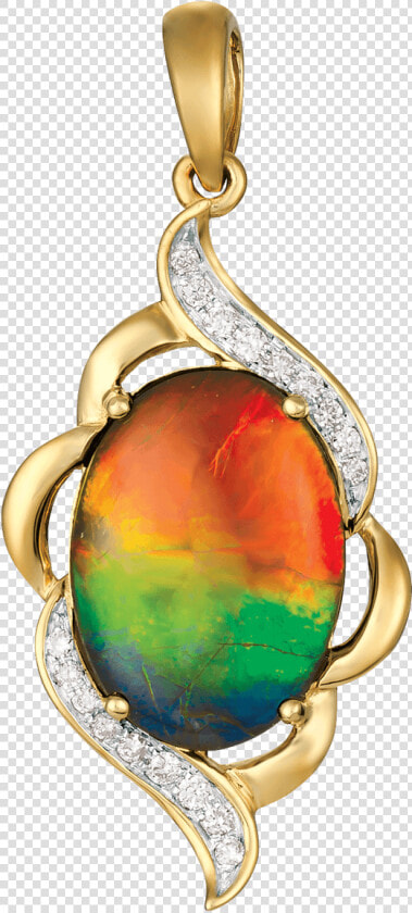 Indira 14k Yellow Gold Diamond Pendant By Korite Ammolite   Korite Ammolite Pendant With Diamonds  HD Png DownloadTransparent PNG