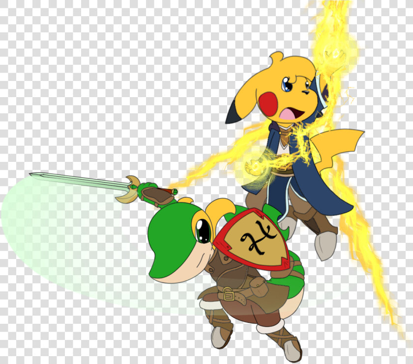 Kurtis And Pika In Fantasy Style Armor   Cartoon  HD Png DownloadTransparent PNG