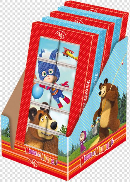 Chocolate Puzzle «masha And The Bear» 50gr 12 Pcs Milk   Masha And The Bear Chocolate  HD Png DownloadTransparent PNG