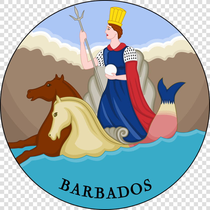 Chariot Drawn By Seahorses While Holding A Trident   Barbados 1816 Flag  HD Png DownloadTransparent PNG