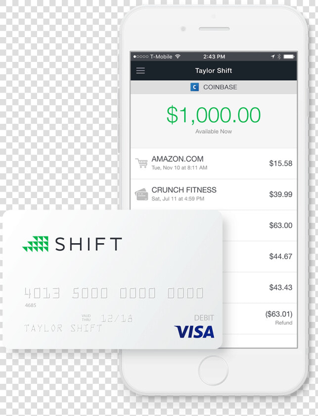 Coinbase  39 s Shift Card  HD Png DownloadTransparent PNG