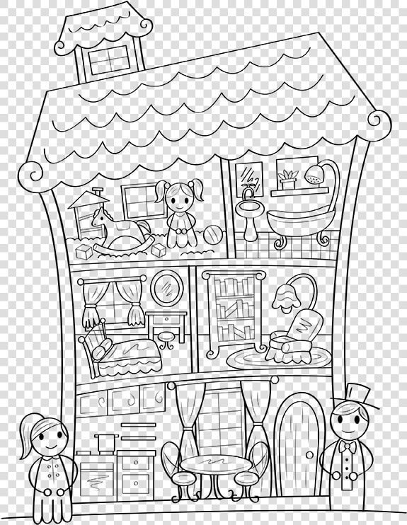 Dollhouse Coloring Page  HD Png DownloadTransparent PNG