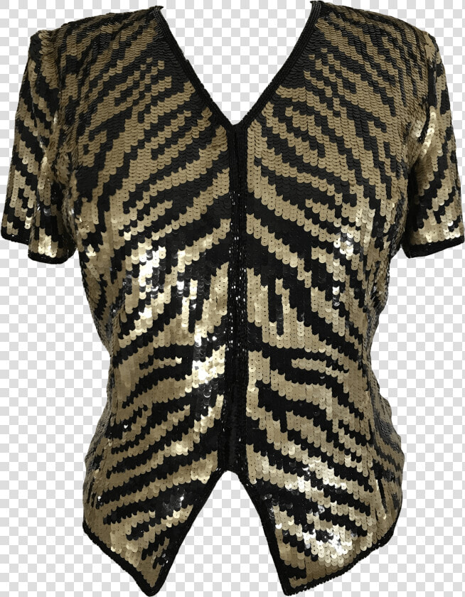 Black And Gold Sequin Top By Reggio   Blouse  HD Png DownloadTransparent PNG