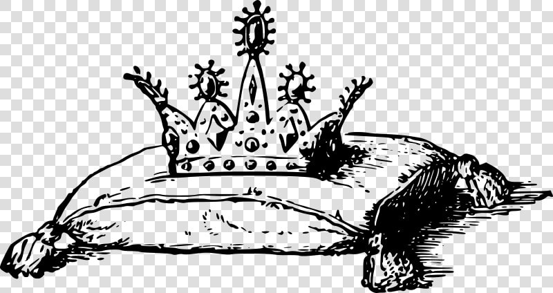 Crown On A Cushion   Black And White Free Clip Crown On Pillow  HD Png DownloadTransparent PNG