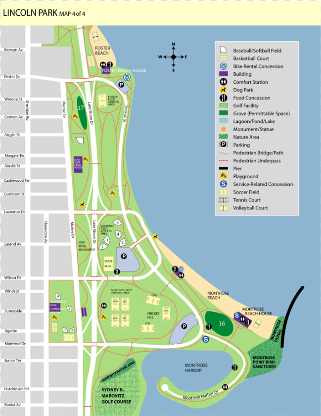 Montrose Beach Map Png   Map Of Montrose Beach Chicago  Transparent PngTransparent PNG