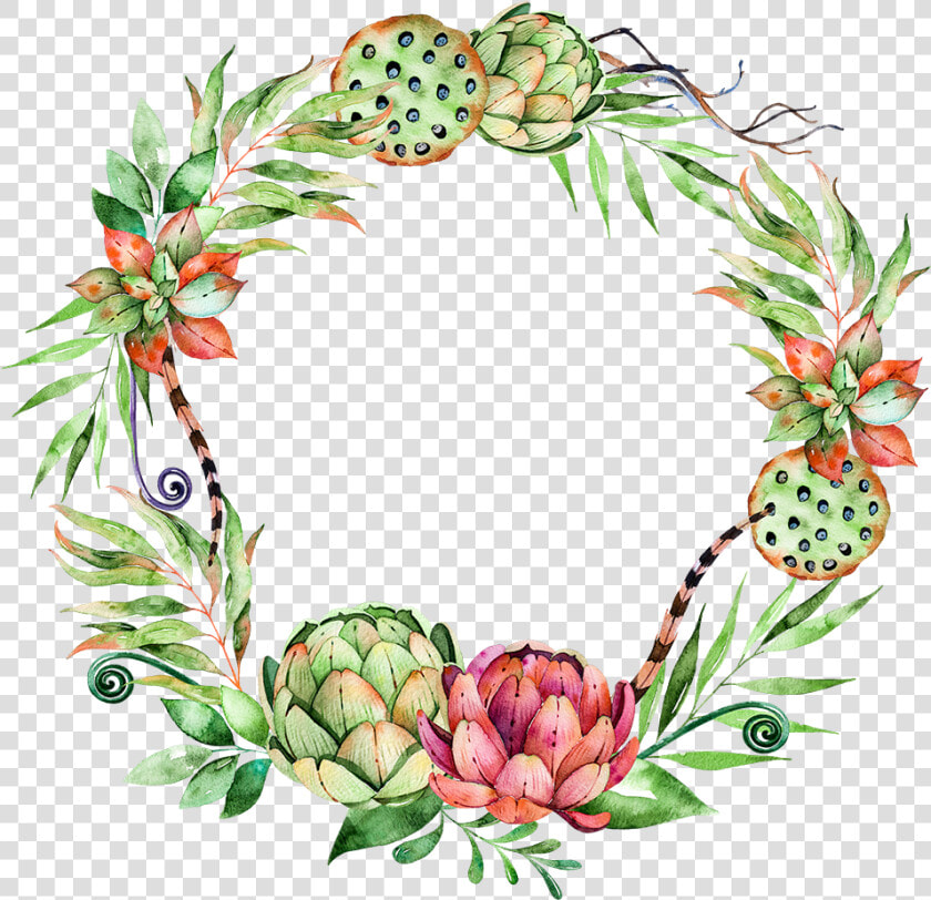 Svg Library Stock Flower Plant Wreath Illustration   Succulent Watercolor Png Wreath  Transparent PngTransparent PNG