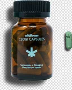 Flowertown Wildflower Cbd Capsules Curcumin Ginseng   Capsule  HD Png DownloadTransparent PNG