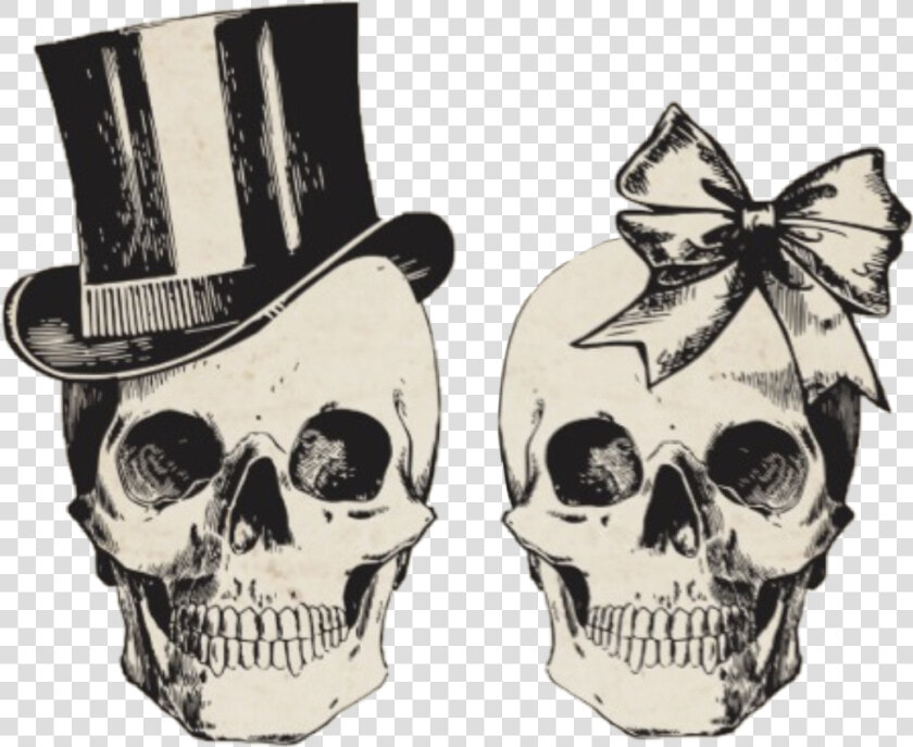  skull  skulls  husband  wife  man  woman  tophat  bow   Stock The Bar Halloween Invitation  HD Png DownloadTransparent PNG