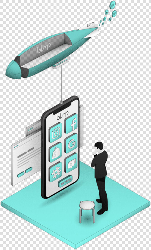 Blimp Digital Marketing Hero Image   Illustration  HD Png DownloadTransparent PNG