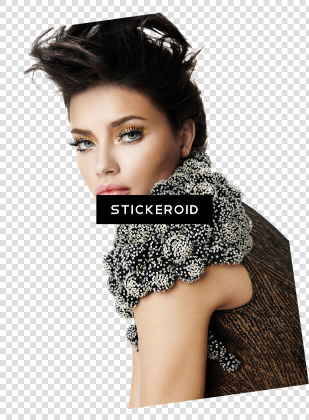 Hair face fashion Shoot black Accessory long Hair fur lace   Photoshoot Vogue Adriana Lima  HD Png DownloadTransparent PNG