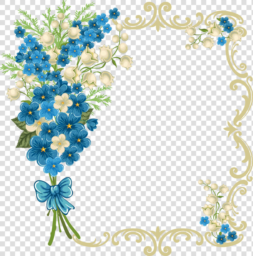 Vintage Free Download Best   Blue Flower Border Png  Transparent PngTransparent PNG