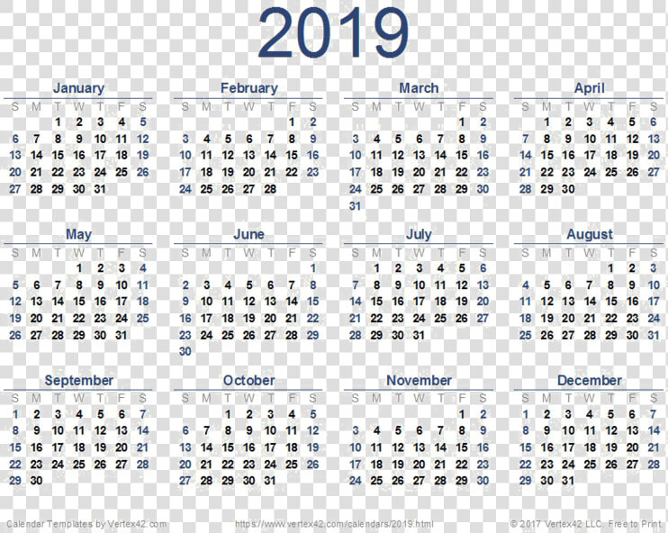 Full Year Calendar 2019  HD Png DownloadTransparent PNG