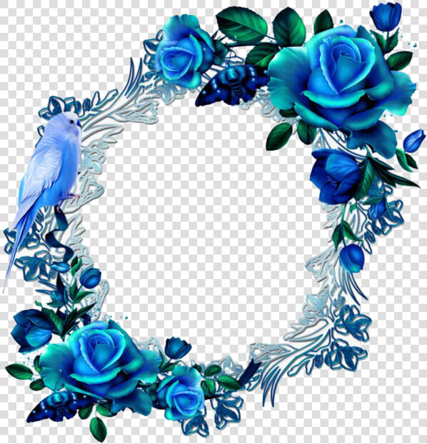 Vintage Floral Blue Frame Png   Clipart Floral Wreath Blue  Transparent PngTransparent PNG