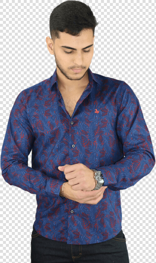 Modelo   Camisa De Botão Estampada Manga Longa  HD Png DownloadTransparent PNG