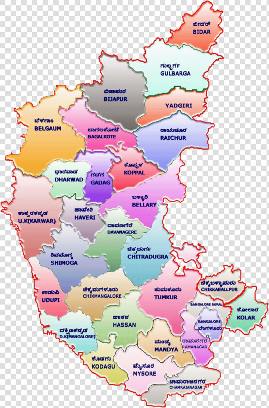 Karnataka Map With Districts In Kannada  HD Png DownloadTransparent PNG