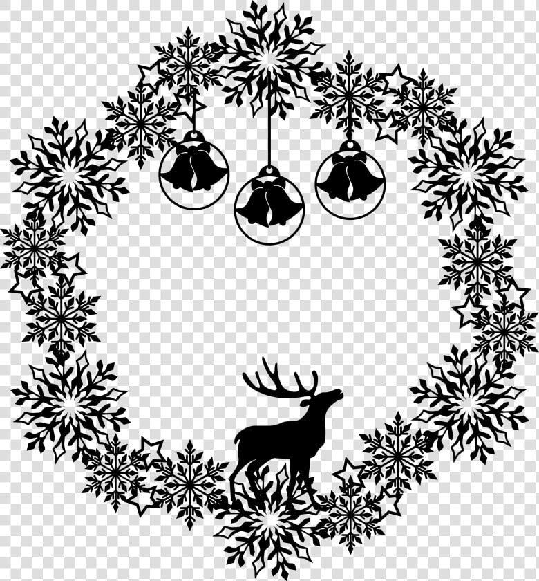 Wreath Silhouette Png  reindeer Snowflake Wreath   Reindeer  Transparent PngTransparent PNG