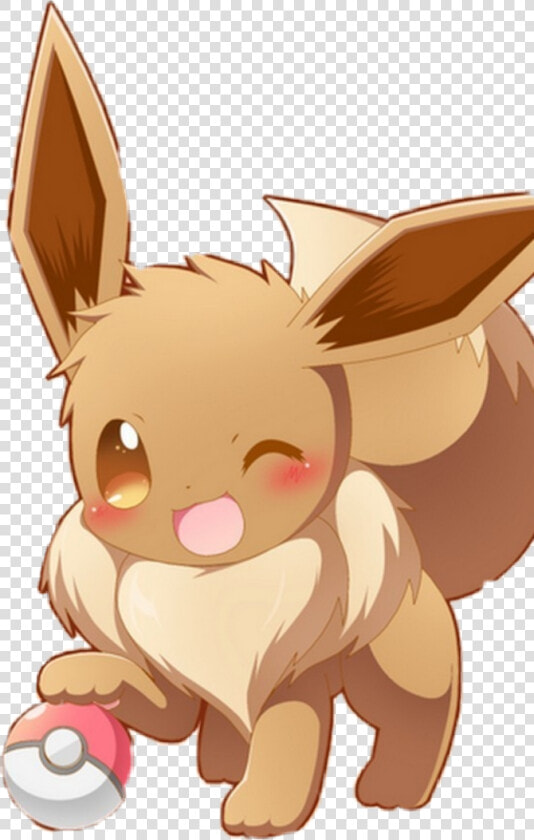  pokemon  eevee  pokeball  kawaii  cute   Cute Eevee With Pokeball  HD Png DownloadTransparent PNG