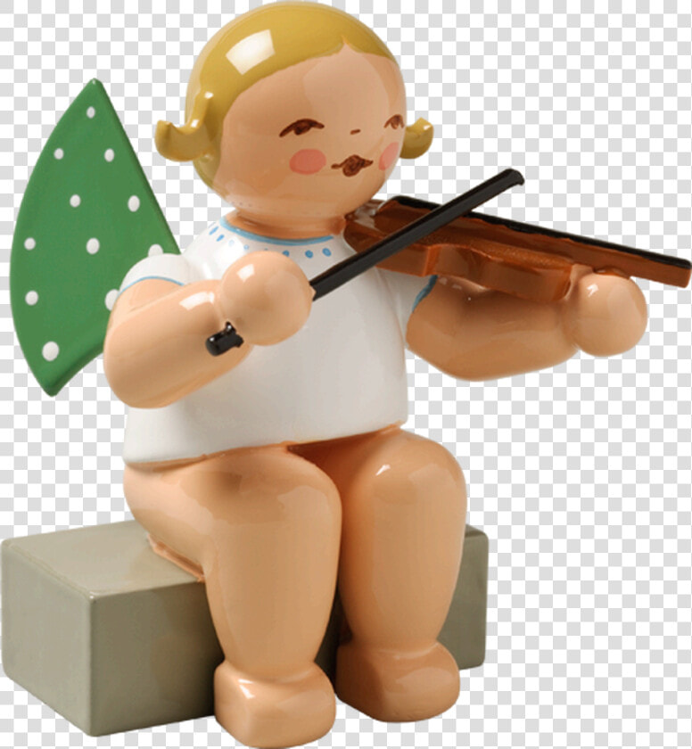 Angel Sitting With Violin   German Wooden Christmas Angels  HD Png DownloadTransparent PNG