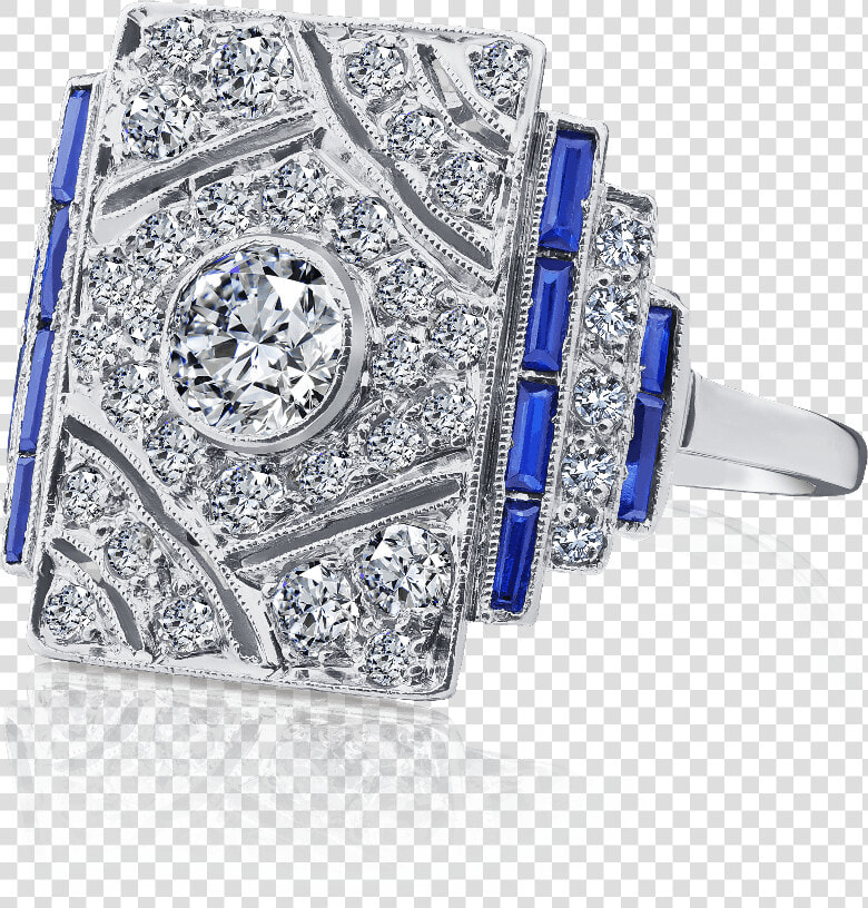 Art Deco Sapphire Diamond Ring  HD Png DownloadTransparent PNG