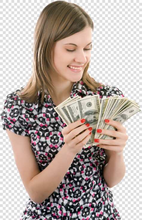 Cash Car Title Loans   Girl Counting Money  HD Png DownloadTransparent PNG