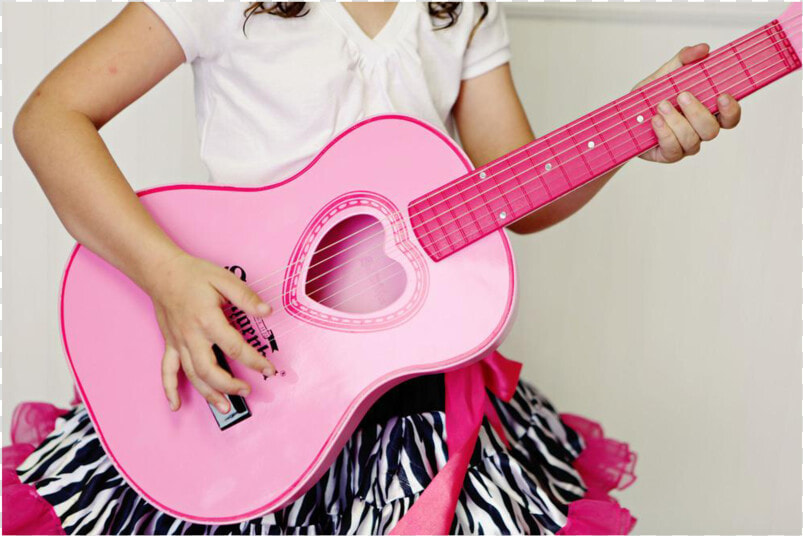 Girl Playing Schoenhut Acoustic Guitar Pink   Pink Guitar  HD Png DownloadTransparent PNG