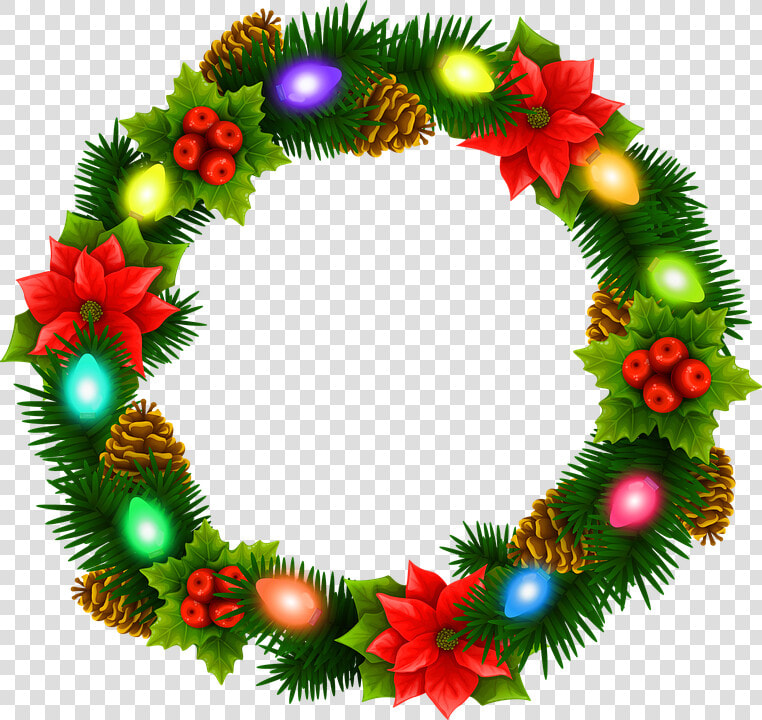 Christmas Lights Wreath  Christmas Garland  Wreath   Transparent Background Christmas Reef Clipart  HD Png DownloadTransparent PNG