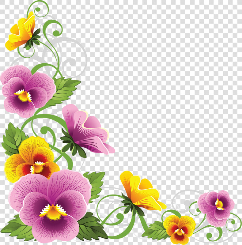 ✿ Pensées  Tube Png Fleur  Dessin   Corner Flower Borders Png  Transparent PngTransparent PNG